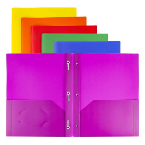 Dunwell Plastic Pocket Folders with Prongs .